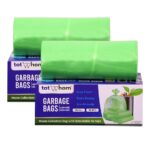 Tot2hom - Green Garbage Bags 17 x 19 Inches - Small Size - Pack of 2 Roll 60 Bags with Tie-String Strong Leak-Proof Dustbin Covers for Home, Office, Kitchen, Bathroom, hospitals