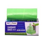 Tot2hom - Small Size Green Garbage Bags 17 x 19 Inches Pack of 1 Roll 30 Bags with Tie-String Strong Leak-Proof Dustbin Covers for Home, Office, Kitchen, Bathroom