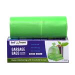 Tot2hom Green Garbage Bags Medium Size 19 x 21 Inches – Pack of 1 Roll - 30 Bags | with Tie-String | Strong Leak-Proof Dustbin Covers for Home, Office, Kitchen, Bathroom