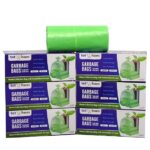 Tot2hom - Green Garbage Bags 17 x 19 Inches - Small Size - Pack of 6 Roll 180 Bags with Tie-String Strong Leak-Proof Dustbin Covers for Home, Office, Kitchen, Bathroom, hospitals