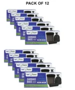 Tot2hom Small Size Garbage Bags 17 x 19 Inches – Black - Pack of 12 Rolls 360 Bags | with Tie-String Strong Leak-Proof Dustbin Covers for Home, Office, Kitchen, Bathroom, hotel, hospital, Parlour,cafe