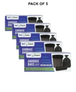 Tot2hom Small Size Garbage Bags 17 x 19 Inches – Black - Pack of 5 Roll - 150 Bags | with Tie-String | Strong Leak-Proof Dustbin Covers for Home, Office, Kitchen, Bathroom, Restaurants, Parlour