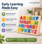 Premium Wooden Alphabet Puzzle Board for Kids | A–Z Capital Letters Learning Toy | Multicolor Educational ABC Peg Puzzle | Montessori Early Learning Toy for Toddlers (Ages 2–5) - Image 4