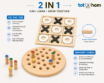 Premium Wooden XO & Memory Chess Combo – 2 in 1 Strategy Game for Kids & Family - Image 2
