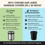 Tot2hom Large Size Garbage Bags Black 25 x 30 Inches – Pack of 2 Rolls - 30 Bags | with Tie-String | Strong Leak-Proof Dustbin Covers for Home, Kitchen, Restaurants, hospitals, office, - Image 3