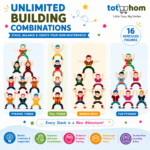 Tot2Hom Hercules Wooden Stacking & Balancing Toy | 16 Wooden Figures | Montessori Educational Toy for Kids 3+ Years - Image 4