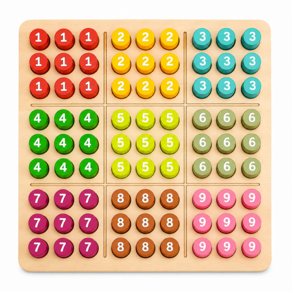 Premium Wooden Sudoku Board Game with 91 Colourful Number Coins | Educational Brain & Logic Puzzle
