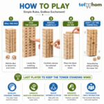 Tot2hom Wooden Tumbling Tower | Classic Stacking Game for Family Fun & Skill Building - Image 3