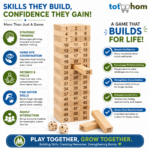 Tot2hom Wooden Tumbling Tower | Classic Stacking Game for Family Fun & Skill Building - Image 4