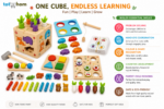 Tot2hom 8-in-1 Wooden Montessori Activity Cube – Premium Educational Learning Toy for Kids (3+ Years) - Image 4