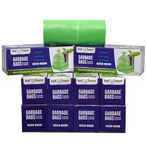 Tot2hom Green Garbage Bags Medium Size 19 x 21 Inches – Pack of 10 Roll - 300 Bags | with Tie-String | Strong Leak-Proof Dustbin Covers/waste bag/trash bag for Home, Office, Kitchen, Bathroom